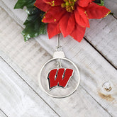 Fan Frenzy Gifts Wisconsin Badgers Circle 2 Piece Officially Licensed Silver Two-Piece Colored Ornaments